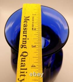 Vintage Chet Cole BMFA Cobalt Blue Hand Blown Art Glass Vase Signed 8