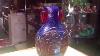 Vintage Chinese Blue Red Golde Flake Peking Glass Vase Vs678