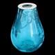 Vintage Chinoiserie Blue Glass Crystal Etched Birds Tree Signed Vase RARE Heavy