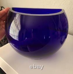 Vintage Cobalt Blue Art Glass Mantel Sideboard Vase Large 1/2 Sphere