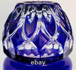 Vintage Cobalt Blue Crystal Cut Lidded Vase, Moroccan Rare