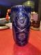 Vintage Cobalt Blue Cut To Clear Bohemian Crystal Vase 10 x 4.75 Beautiful