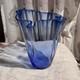 Vintage Cobalt Blue Glass Handkerchief Vase by Alicja Poland Ruffled Edge