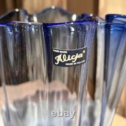 Vintage Cobalt Blue Glass Handkerchief Vase by Alicja Poland Ruffled Edge