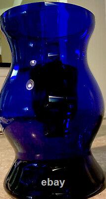 Vintage Cobalt Blue Glass Vase Hand Made 9x 11x 14 Largest Heavy 11 Pound