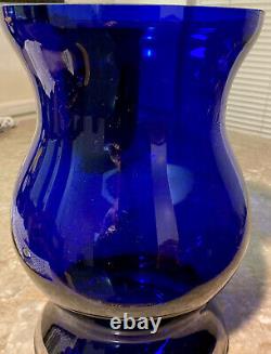 Vintage Cobalt Blue Glass Vase Hand Made 9x 11x 14 Largest Heavy 11 Pound