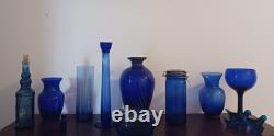 Vintage Cobalt Blue Glass Vase Set, 16 Pieces