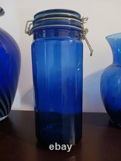 Vintage Cobalt Blue Glass Vase Set, 16 Pieces