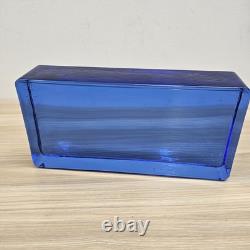 Vintage Cobalt Blue Rectangular Glass Block Modern Art Deco Heavy Decor 9x4x2
