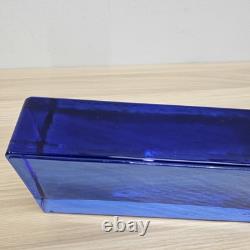 Vintage Cobalt Blue Rectangular Glass Block Modern Art Deco Heavy Decor 9x4x2