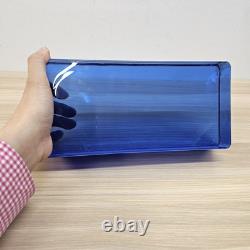 Vintage Cobalt Blue Rectangular Glass Block Modern Art Deco Heavy Decor 9x4x2