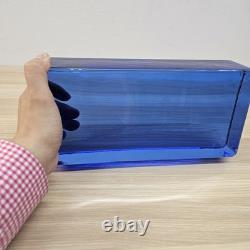 Vintage Cobalt Blue Rectangular Glass Block Modern Art Deco Heavy Decor 9x4x2