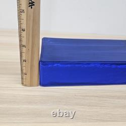 Vintage Cobalt Blue Rectangular Glass Block Modern Art Deco Heavy Decor 9x4x2