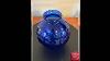 Vintage Cobalt Blue Ribbed Glass Vase Elegant Home Decor