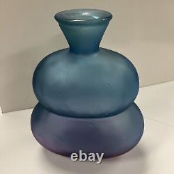 Vintage Collectible Beautiful Purple/Blue Ombré Frosted Glass Vase Made In Spain