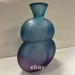 Vintage Collectible Beautiful Purple/Blue Ombré Frosted Glass Vase Made In Spain