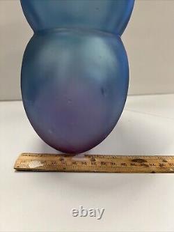 Vintage Collectible Beautiful Purple/Blue Ombré Frosted Glass Vase Made In Spain