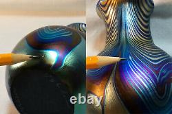 Vintage Correia 4.5 Cobalt Blue & Gold Aurene Pulled Feather Vase Wow