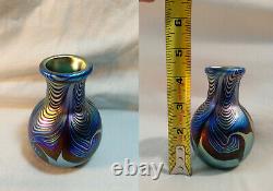 Vintage Correia 4.5 Cobalt Blue & Gold Aurene Pulled Feather Vase Wow