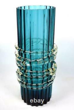 Vintage Czech Art Glass Vase c1970 Large Size Unusual Design