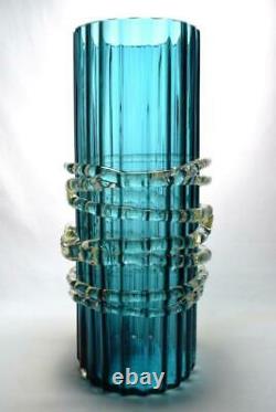 Vintage Czech Art Glass Vase c1970 Large Size Unusual Design