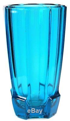 Vintage Czech Rudolf Jurnikl Studio Art Glass Vase Azura Blue Circa 1960
