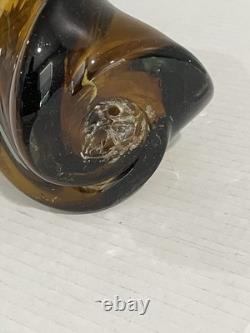 Vintage Czech Twisted Cobalt Blue Art Glass Vase 7 Tall Free Shipping USA