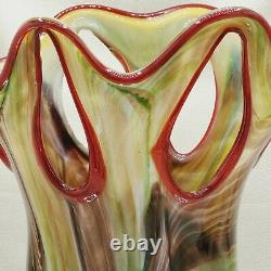 Vintage Dale Tiffany Venetian Swirl Large Art Glass Vase Handmade Open Pull Fan