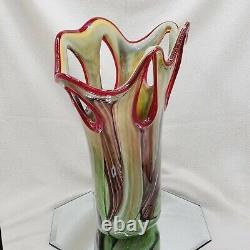 Vintage Dale Tiffany Venetian Swirl Large Art Glass Vase Handmade Open Pull Fan