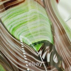 Vintage Dale Tiffany Venetian Swirl Large Art Glass Vase Handmade Open Pull Fan