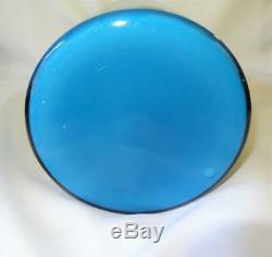 Vintage Danish Holmegaard Robins Egg Blue & White Cased 15 Art Glass Vase