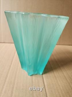 Vintage Daum French Aqua Blue Green Textured Glass Vase Pierre D'Avesn 6.25