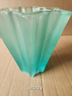 Vintage Daum French Aqua Blue Green Textured Glass Vase Pierre D'Avesn 6.25