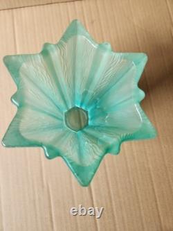 Vintage Daum French Aqua Blue Green Textured Glass Vase Pierre D'Avesn 6.25