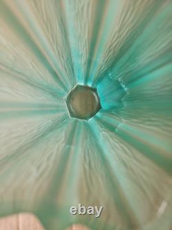 Vintage Daum French Aqua Blue Green Textured Glass Vase Pierre D'Avesn 6.25