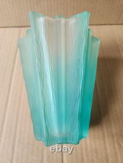 Vintage Daum French Aqua Blue Green Textured Glass Vase Pierre D'Avesn 6.25