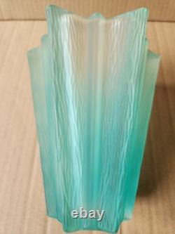 Vintage Daum French Aqua Blue Green Textured Glass Vase Pierre D'Avesn 6.25