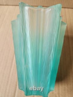 Vintage Daum French Aqua Blue Green Textured Glass Vase Pierre D'Avesn 6.25