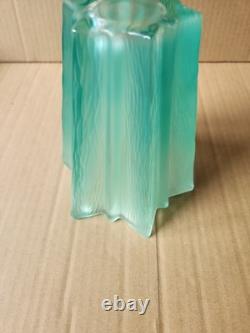 Vintage Daum French Aqua Blue Green Textured Glass Vase Pierre D'Avesn 6.25