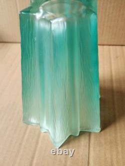 Vintage Daum French Aqua Blue Green Textured Glass Vase Pierre D'Avesn 6.25