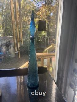 Vintage Decorative Blue Glass Vase With Top. Excellent Condition