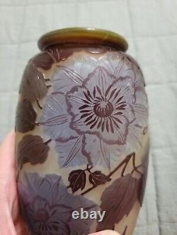 Vintage Emile Galle Blue Cameo Glass Flower Vase