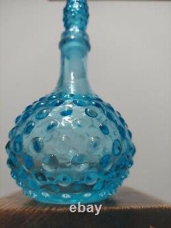 Vintage Empoli Genie Bottle Squat Decanter Blue MCM style