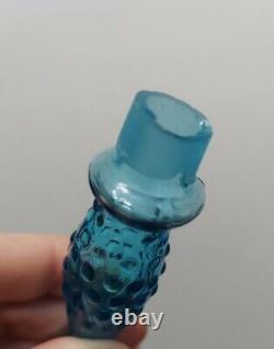 Vintage Empoli Genie Bottle Squat Decanter Blue MCM style
