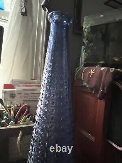 Vintage Empoli Italy Aztec Blue Purple Glass Genie Bottle Decanter Only MCM 15