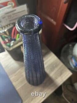 Vintage Empoli Italy Aztec Blue Purple Glass Genie Bottle Decanter Only MCM 15