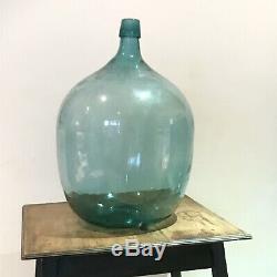 Vintage Ex Large XL Huge Chunky Glass Carboy Bottle Demijohn Vase Display Blue