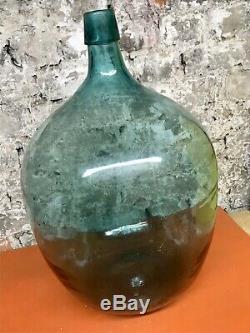 Vintage Ex Large XL Huge Chunky Glass Carboy Bottle Demijohn Vase Display Blue