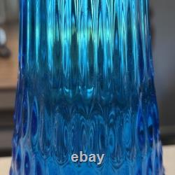 Vintage FENTON MCM Blue Hobnail Swung Vase 18.25