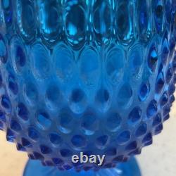 Vintage FENTON MCM Blue Hobnail Swung Vase 18.25